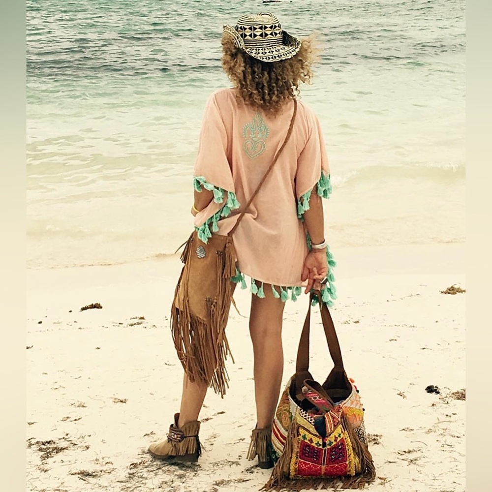 Z&L Europe Embroidered  Swim Cover Up Caftan